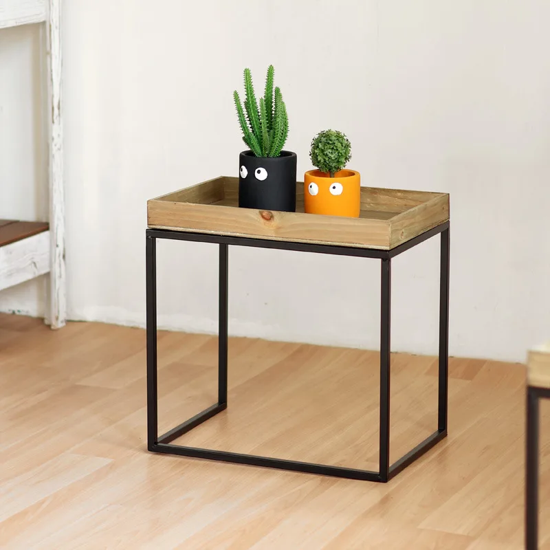 

Wrought iron floor storage table, living room, small apartment, sofa side table, small coffee table, retro American industrial w