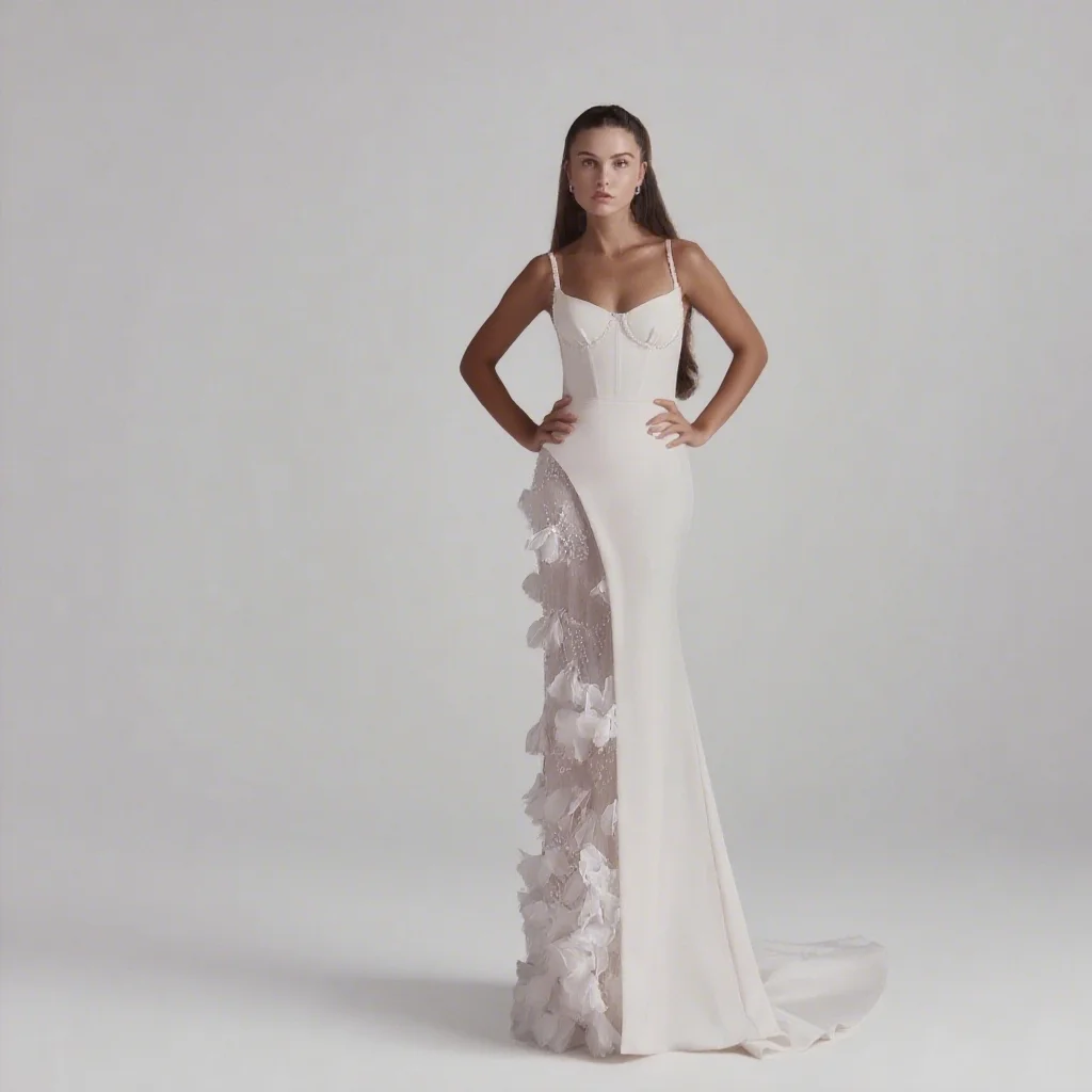 

Luxury Bride Wedding Dresses Mermaid Women Bridal Gowns Lace Appliques Sexy High Split Sleeveless Vestidos De Novia Customized