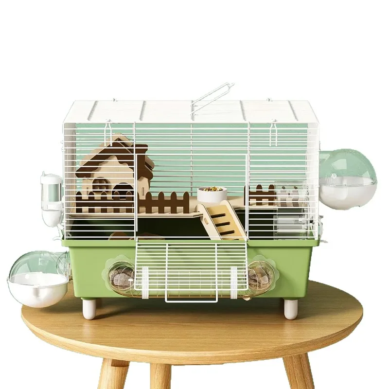 Large luxury golden bear cage 47 base anti-bite cage for hamsters Small animal luxury villa supply