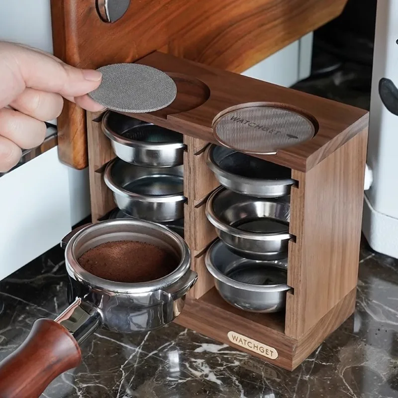 

Professional Coffee Holder Walnut Wood Tool Storage Rack Commercial Cafe Bar Accessories Countertop Space Saver Storage Holders