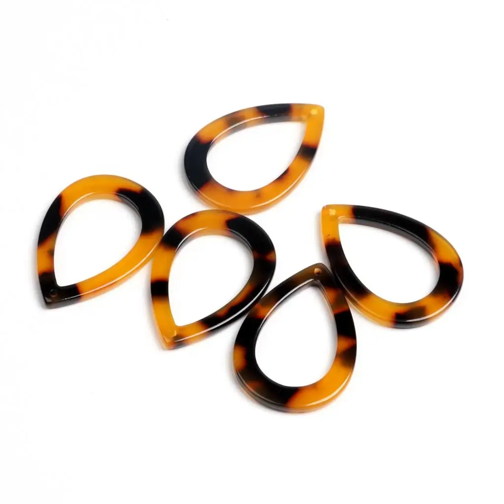 Schildpatt-Perlen, Acetat-Acryl-Leoparden-Anhänger, Tropfenförmige Anhänger, Schmuckzubehör, Ohrringteile, 31mm X 21,5mm – Detail 10