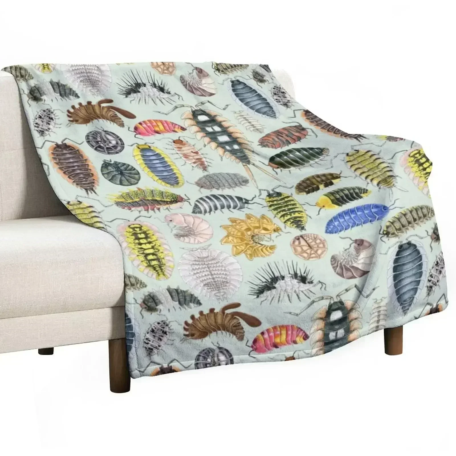 Crazy Isopod Pattern- Aqua Throw Blanket Personalized Gift Tourist Loose Warm Luxury Brand Cute Plaid Blankets