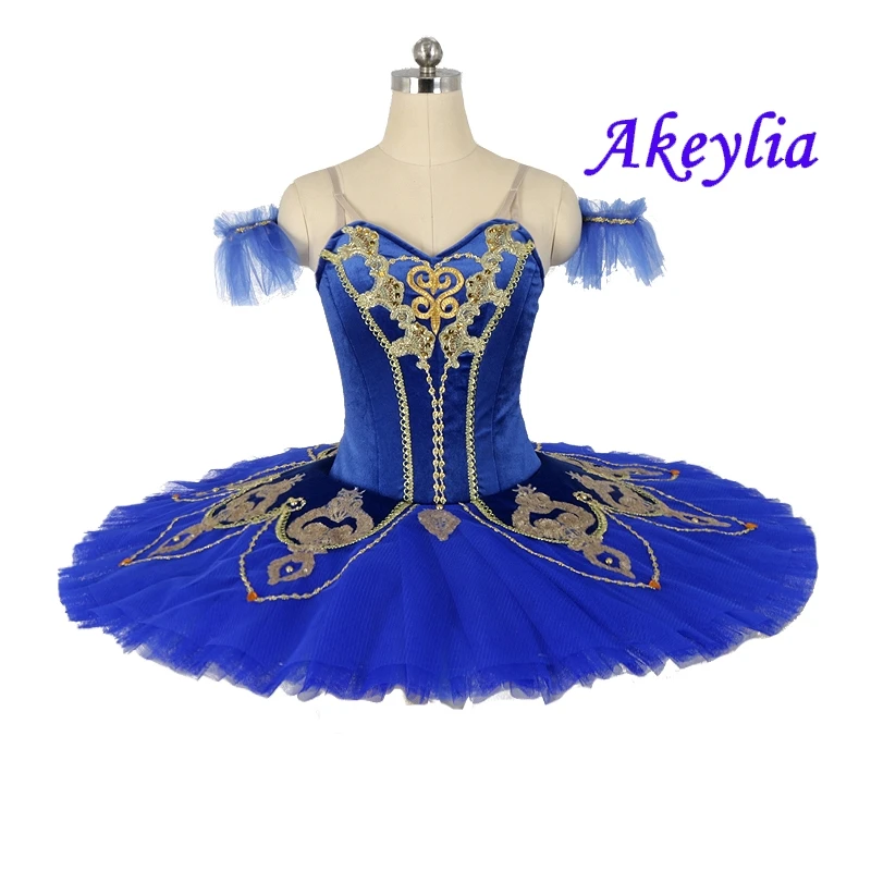 

Royal blue gold Professional Ballet Tutu adult Classical Ballet Tutu Costume blue bird Adult Performance Pancake Tutu 11 layer