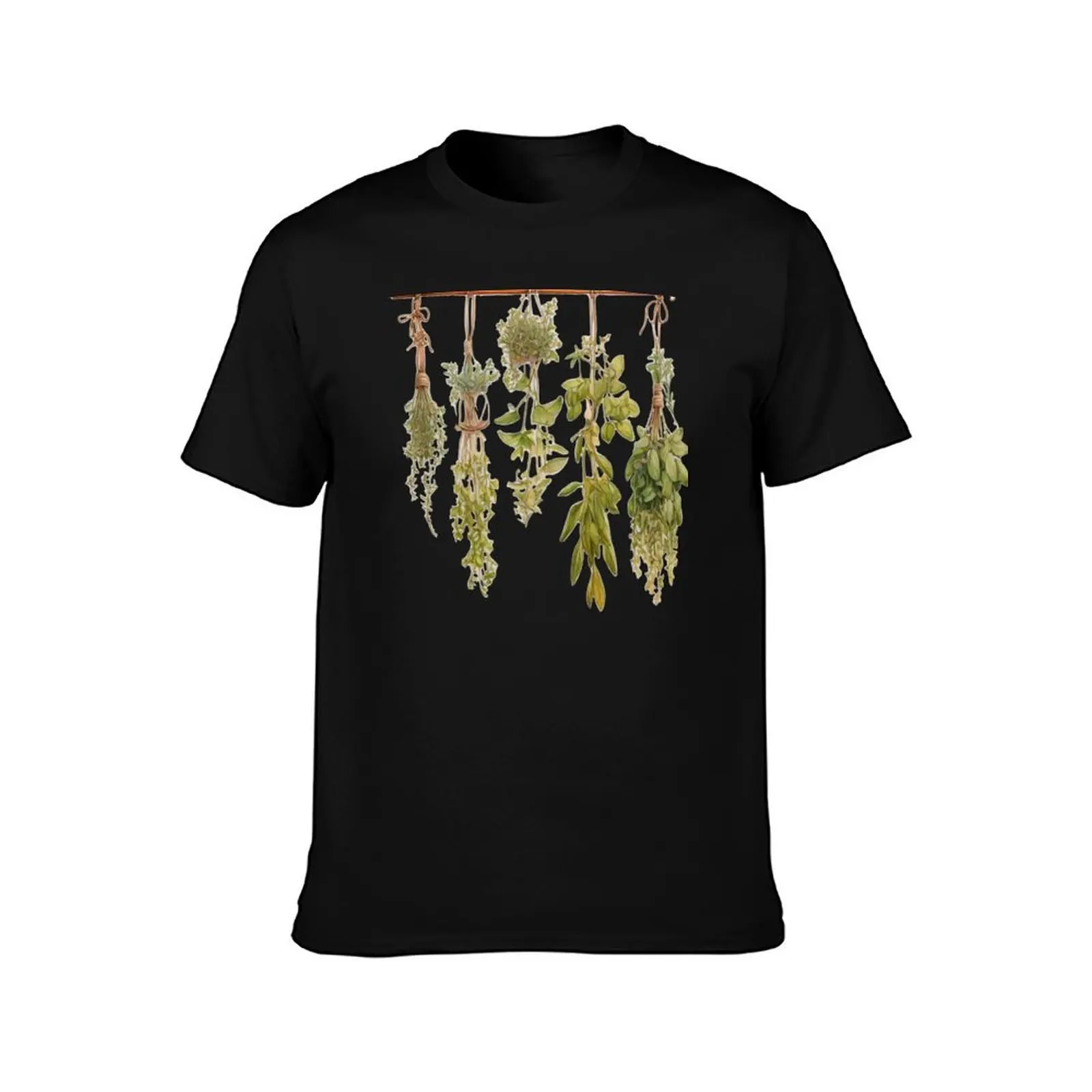 Classic boho natural botanical watercolor herbs dried herbs T-Shirt Summer Casual Cotton Tee Oversized Streetwear Tops