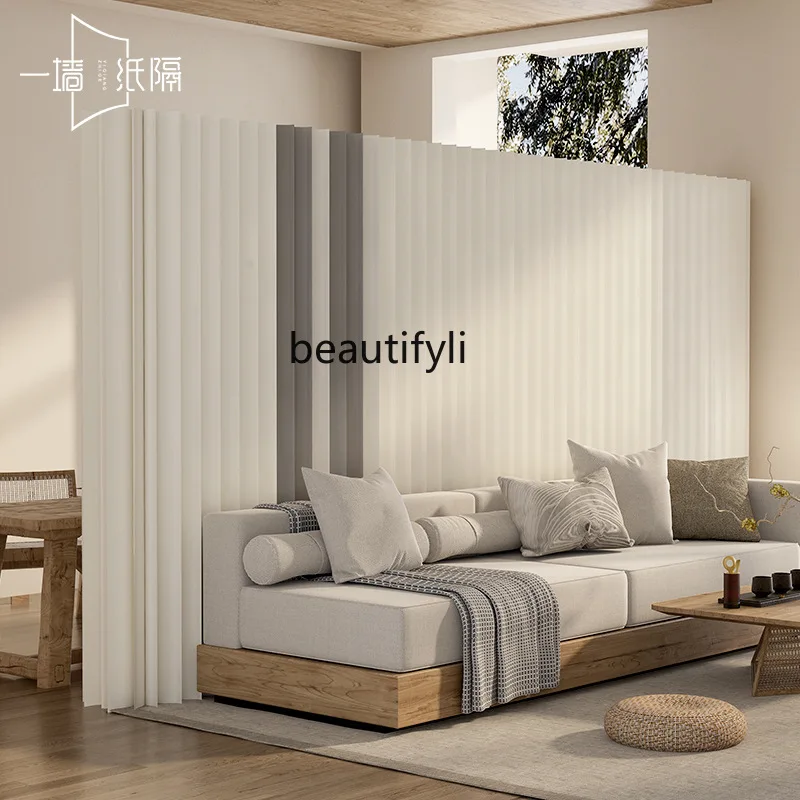 Creative Foldable Screen Partition Paper Wall for Office Living Room Beauty Salon Floor-standing Retractable Background Wall