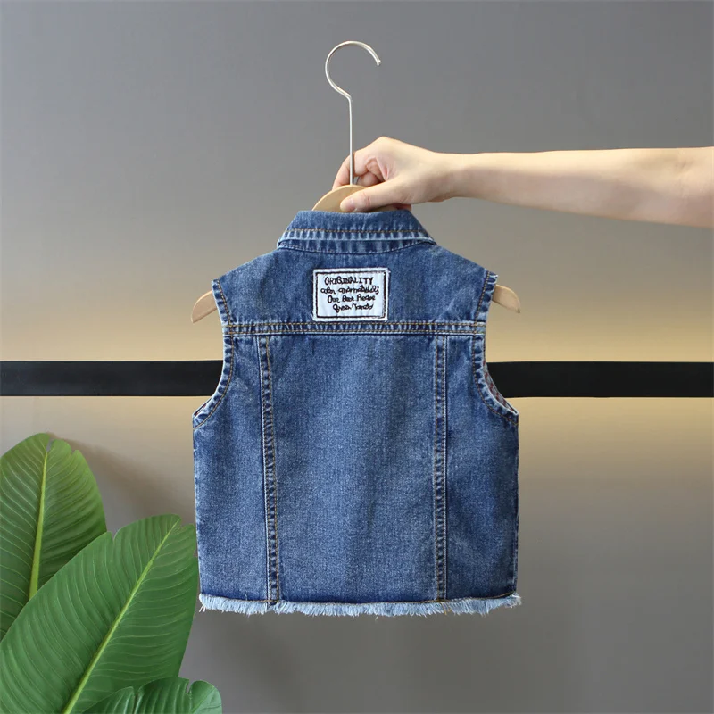 Boys\' denim vest, children\'s internet celebrity, explosive street wear, baby vest, new handsome children\'s clothing Korean versi