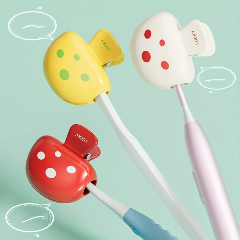 5pcs Mushroom-Design Toothbrush Cover with Dust Cap Brush Protective Cover Portable Plastic Clip for Home Travel Use Compact