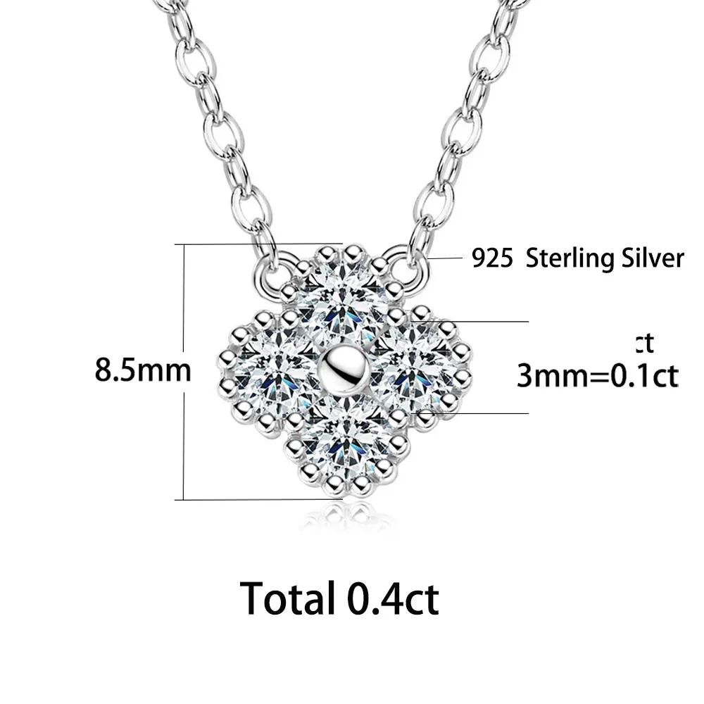 LinkerLove Moissanite Four-leaf Clover Pendant Necklace for Women Gold Plated S925 Silver Diamond Choker Necklace Fine Jewelry
