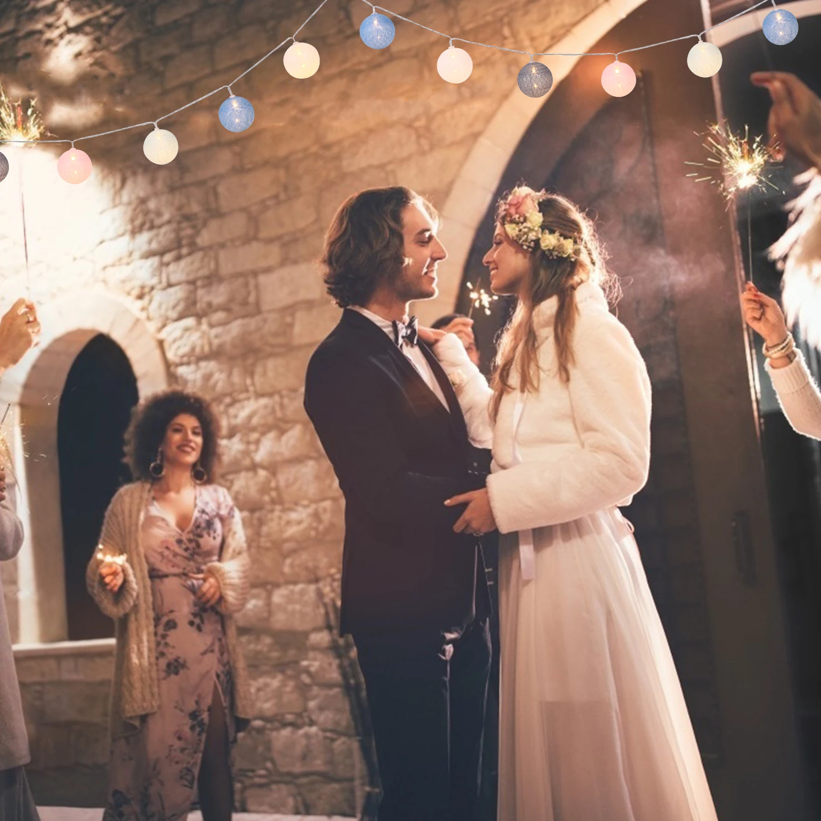 1 مجموعة LED خيط القطن الكرة سلسلة أضواء 20 المصابيح الزخرفية الملونة مهرجان مصابيح حفل زفاف غرفة نوم الذكرى الإضاءة