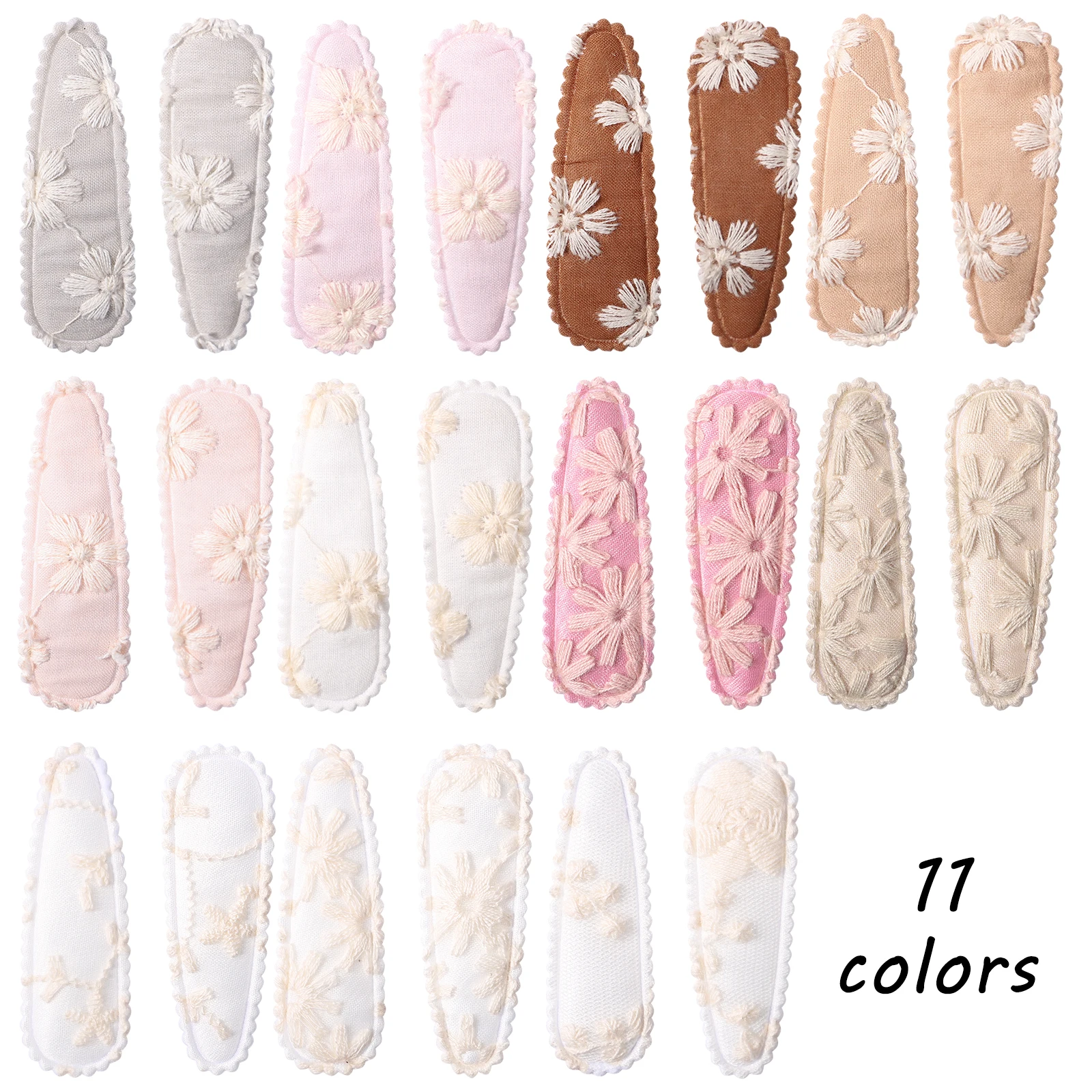 Pinces à cheveux brodées en forme de goutte d\'eau pour filles, 22 pièces/lot, barrettes de 2.2 pouces, accessoires pour cheveux pour enfants