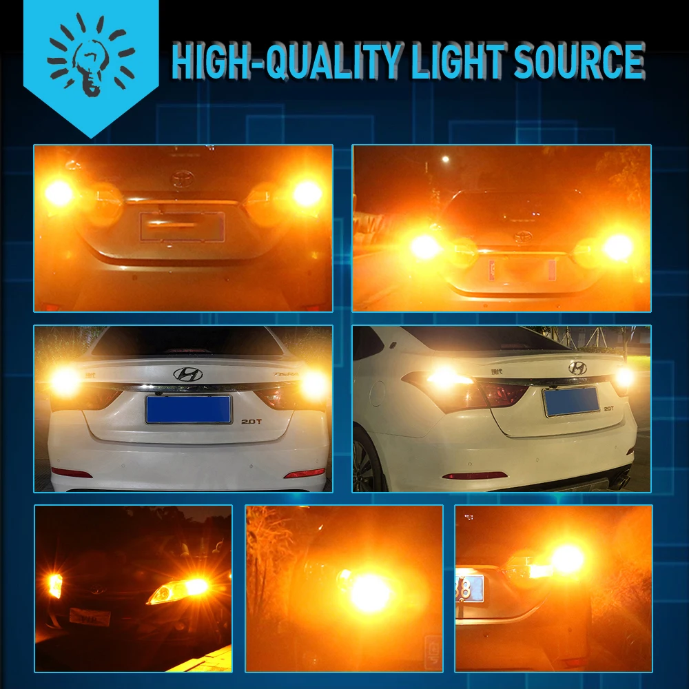 Eine Packung NO Hyper Flash 1156 BA15S P21W BAU15S PY21W T20 7440 LED-Birnen Blinkerleuchten Amber Orange Canbus fehlerfreie LEDs – Detail 9