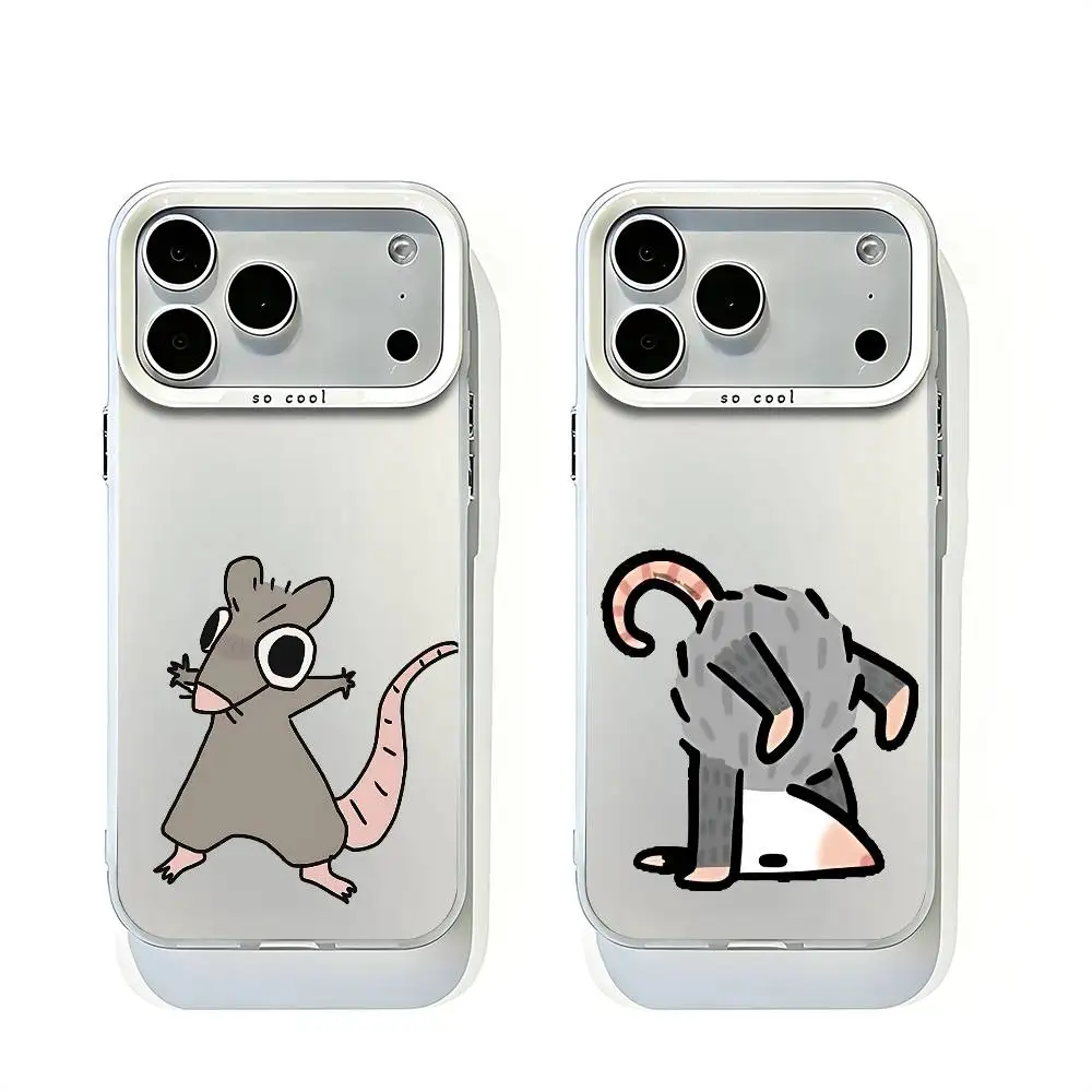 

Kawaii Rat White Matte Large Lens Frame Cover For iPhone 12 11 14 13 17 16 15 Pro Max Mini Plus E
