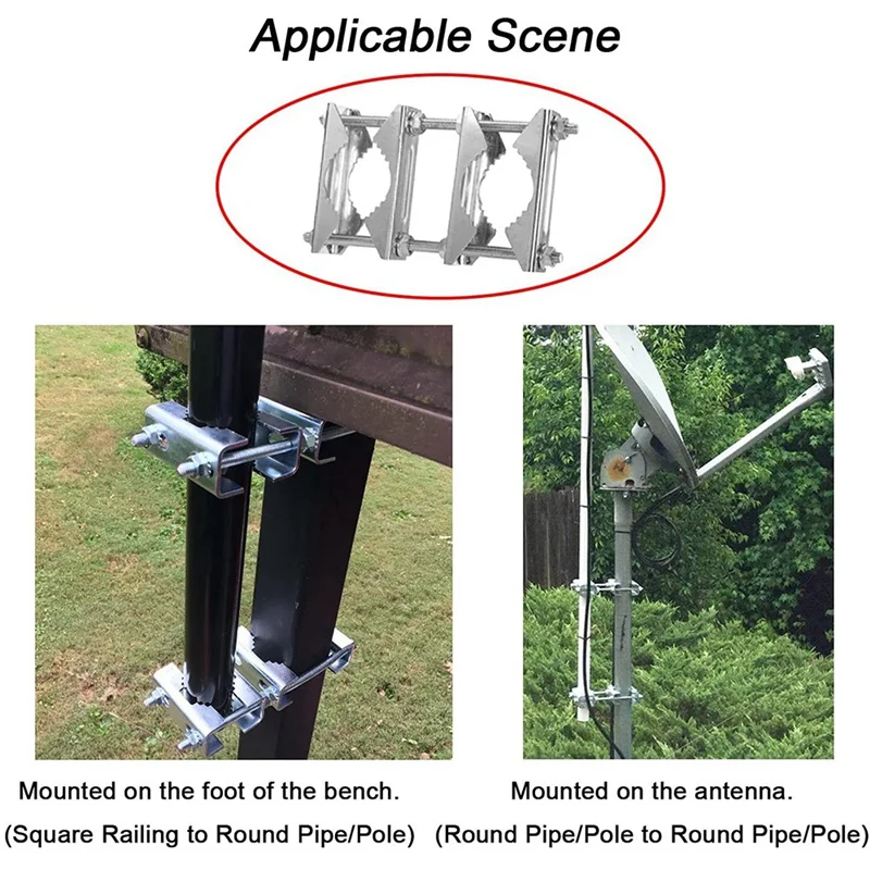 3 Pack Double Antenna Mast Clamp V Jaw Block 5.5Inch Bolts,Anti-Rust Heavy Duty Pole to Pole Mounting Kit Bracket Holder