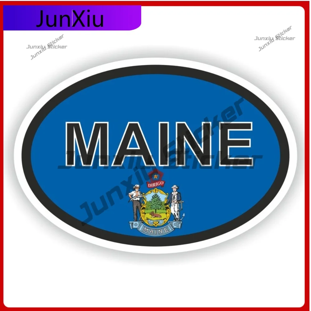Maine Usa City Oval Flag Sticker Scratch Cover Vinyl Decals Graphics Waterproof Decals Reflective Stickers For Car Personalized
