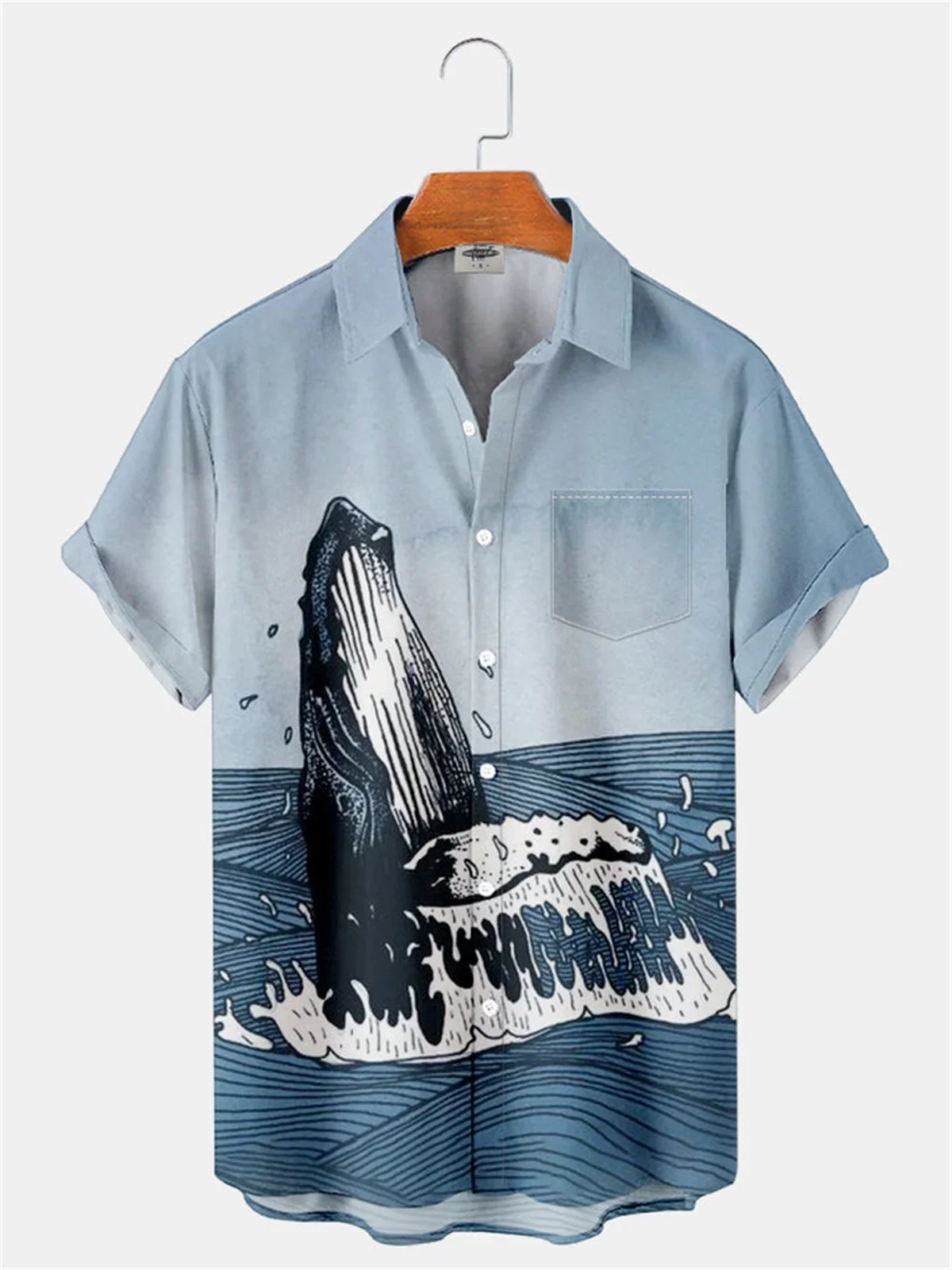 

Мужские рубашки с принтом кита, мужские гавайские повседневные открытые кардиганы с лацканами, мужские топы, удобные мужские рубашки с коротким рукавом 2024