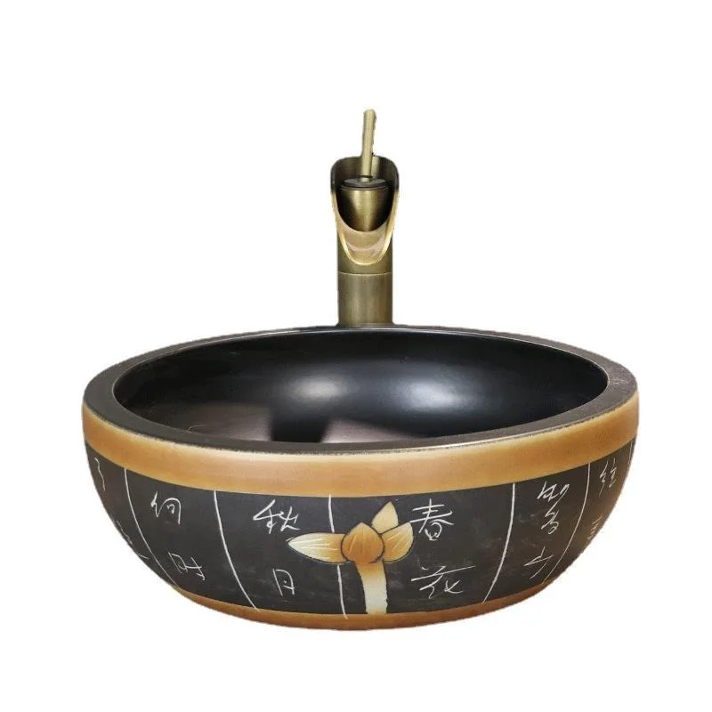 

Jingdezhen ceramic table art basin waist drum shape washbasin handmade washbasin