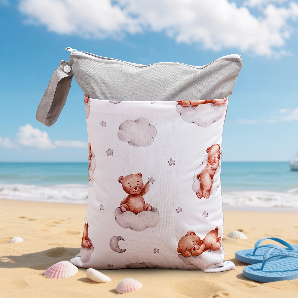 HappyFlute Baby Diaper Bag Double Zippered Waterproof Wet/Dry Backpack Reusable Wet Cloth Diaper Cover with Zipper Travel Use
