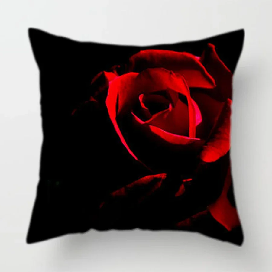 Happy Valentine's Day Polyester Decorative Cushions Cover Red Rose Heart I Love You Letter Throw Pillows Case for Sofa Couch Car