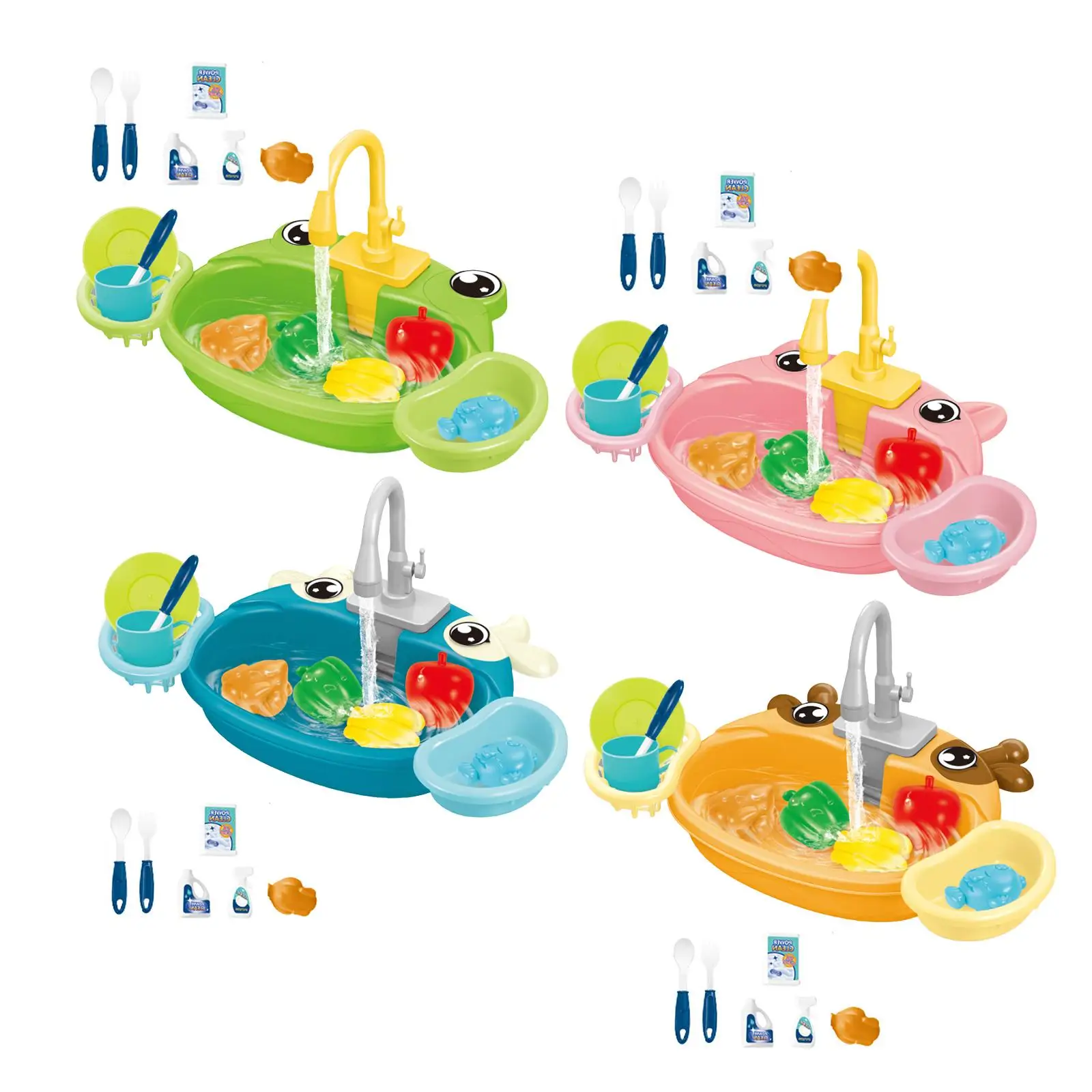 Kitchen Sink Toys with Running Water Automatic Water Cycle System Educational