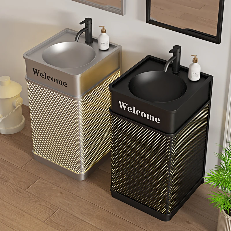 Lavabo de lujo ligero comercial de estilo Industrial, lavabo de columna de baño integrado de piso a techo, lavado de hotel en familia b