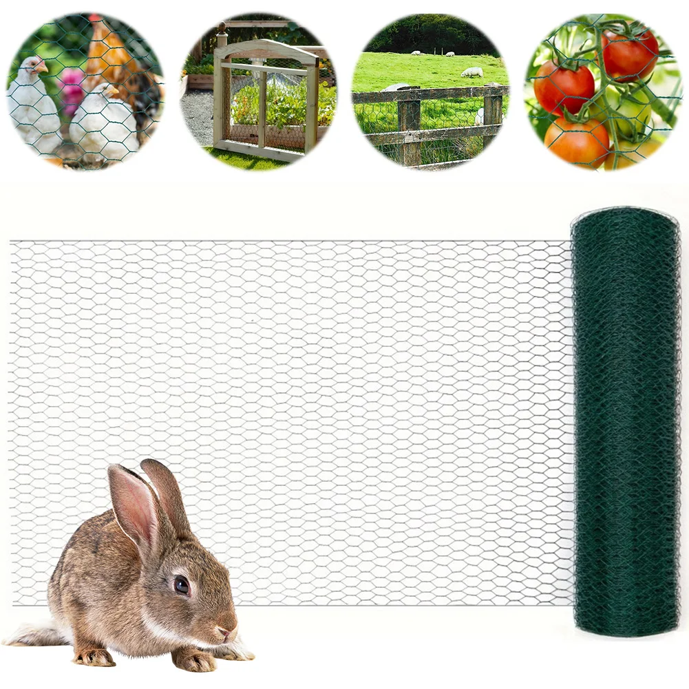 

Chicken Wire 39.37x1200in Hexagonal Mesh Poultry Wire Netting PVC-Coated Chicken Coop Rabbit Wire Anti-Rust Metal Garden Netting