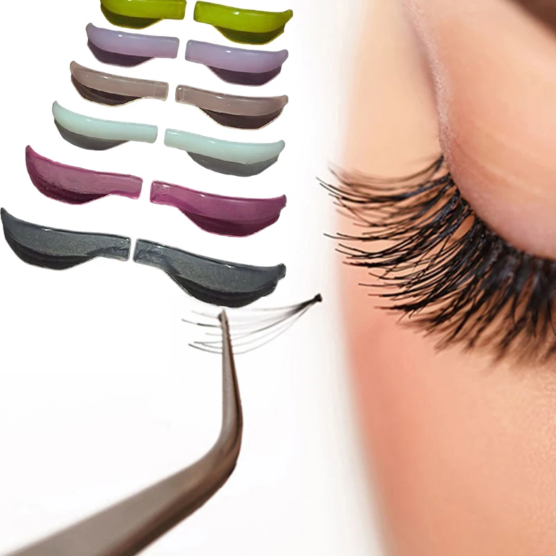 6 คู่มีดรูปร่างกาวฟรีซิลิโคน Eyelash Perm Pads Sticky Lashes Rods SHIELD ยก 3D Eyelash Curler Applicator เครื่องมือ