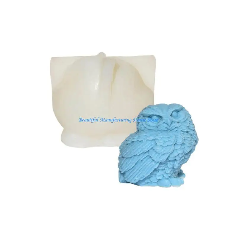 E56A سيليكون قوالب زخرفة قوالب صنع الصابون الدائمة البومة شكل قالب شمع نسيج السيليكون مناسبة للديكور المنزل #5