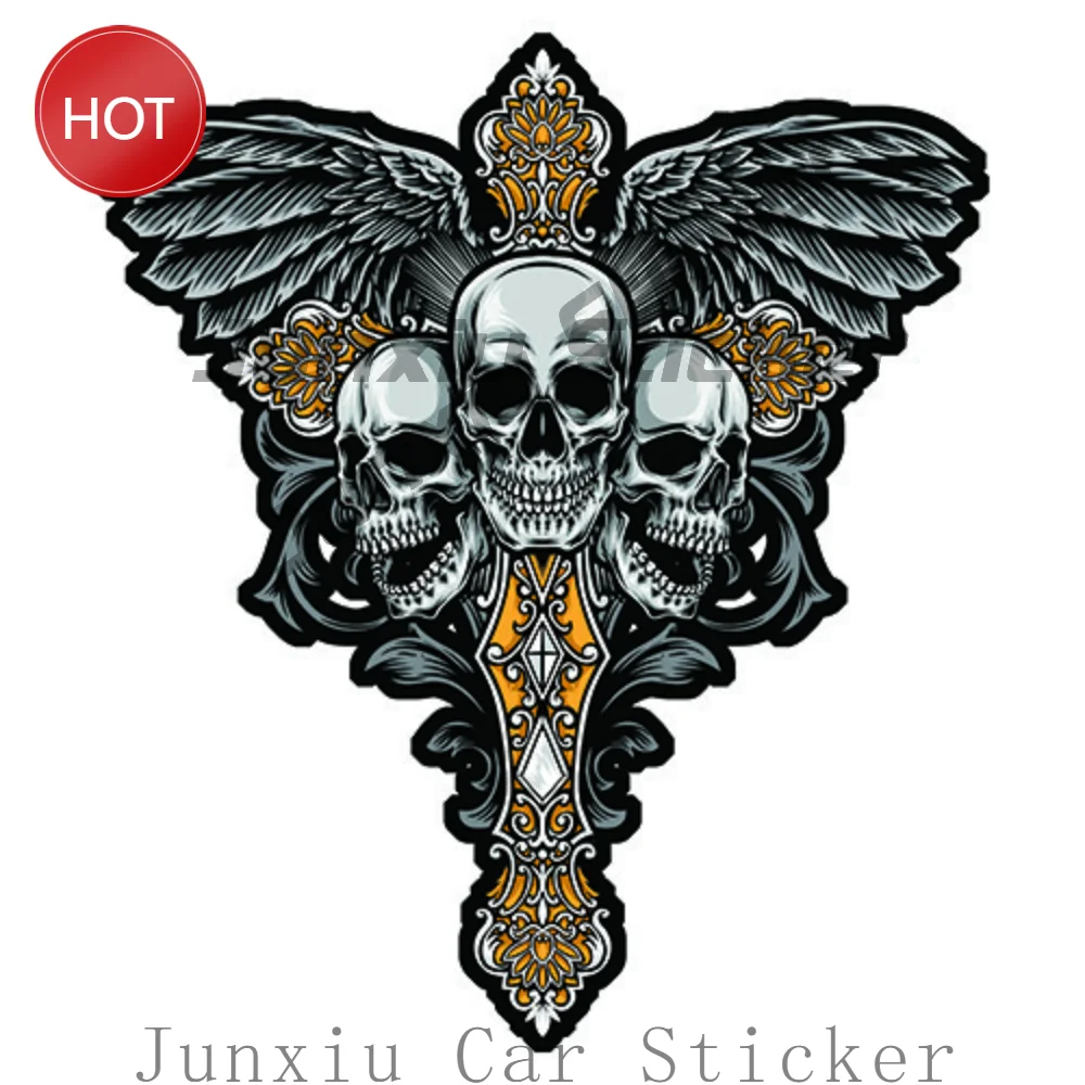 Tete De Mort Gothique Ailes Decal Wing Face Art Autocollant Personalized Pvc Decal Uv Protection For Bike Frame Truck Window