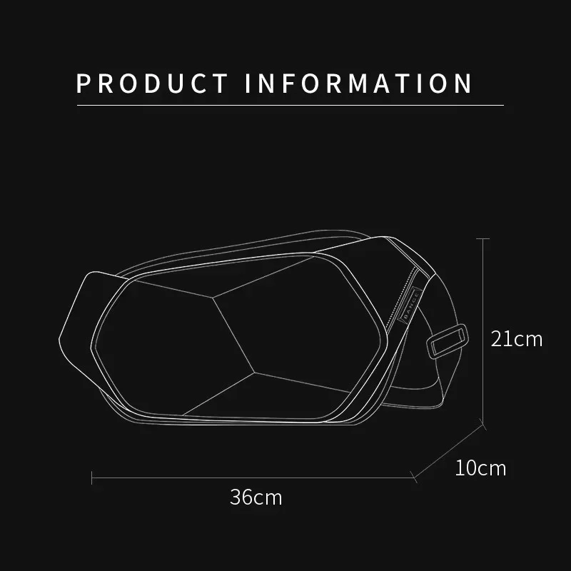 BANGE 남성용 방수 체스트 백, 대각선 크로스 백, 다면체 허리 가방, 비즈니스 하드 쉘 소형 가방, 트렌디