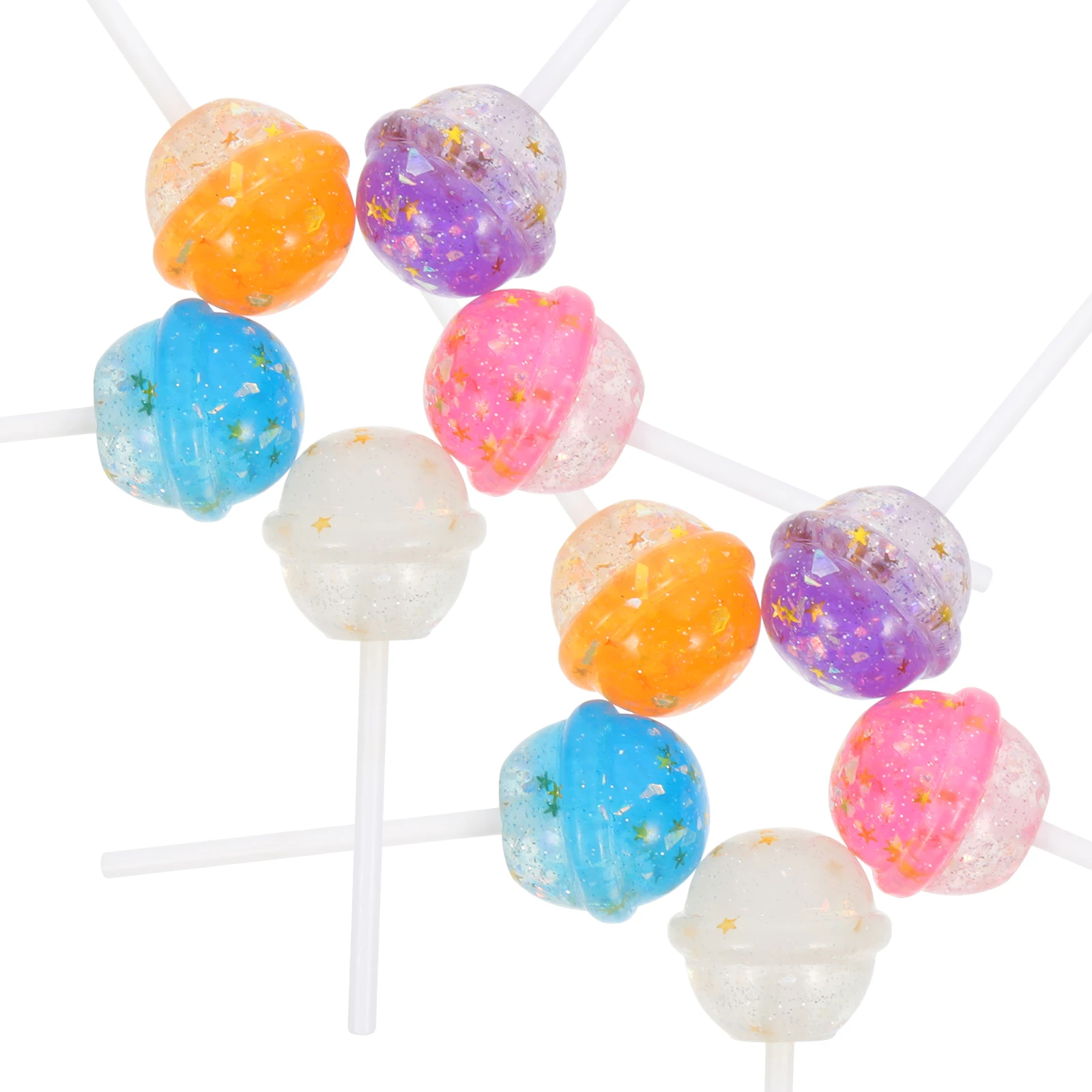 

10pcs Resin Lollipop Simulated Candy Decorations Photo Props Bulk Faux Lollipops Craft Supplies School Activities Home Garden