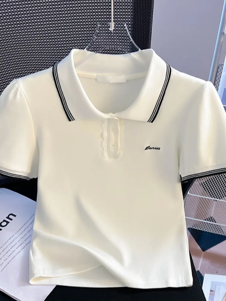 

Футболка Slim Fit ort Sve, женская летняя новая футболка с воротником ort irt, корейская смесь хлопка Bubble Sve