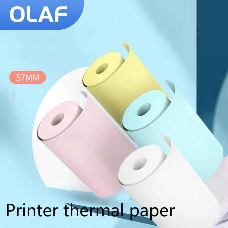 Mini Printer Paper 57mm Width Thermal Paper Label Sticker Colorful Adhesive Self-adhesive Paper For Portable HD Photo Printer