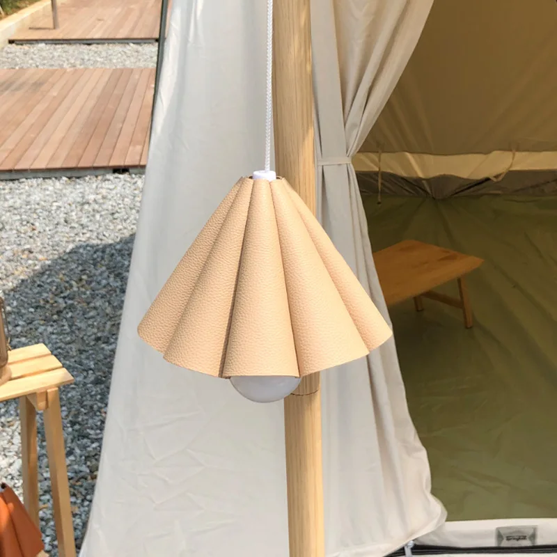 Pantalla de cuero impermeable, cubierta protectora de luz LED, duradera, colgante, camino de jardín, reemplazo de luz, funda de PU para acampar