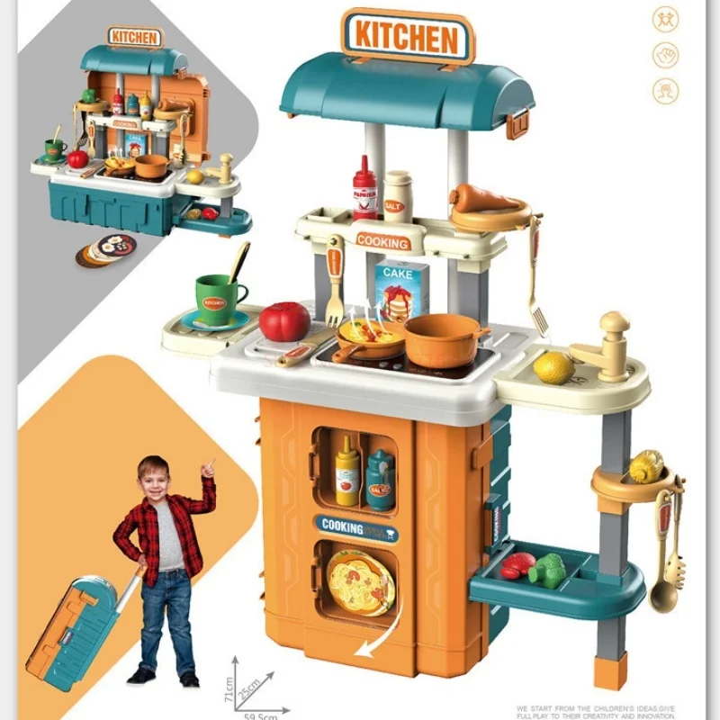 73Cm Grote Keuken Speelgoed Kinderen Spelen Huis Keukengerei Set Simulatie Baby Mini Voedsel Koken Meisje Kerst Verjaardag Speelgoed Cadeau