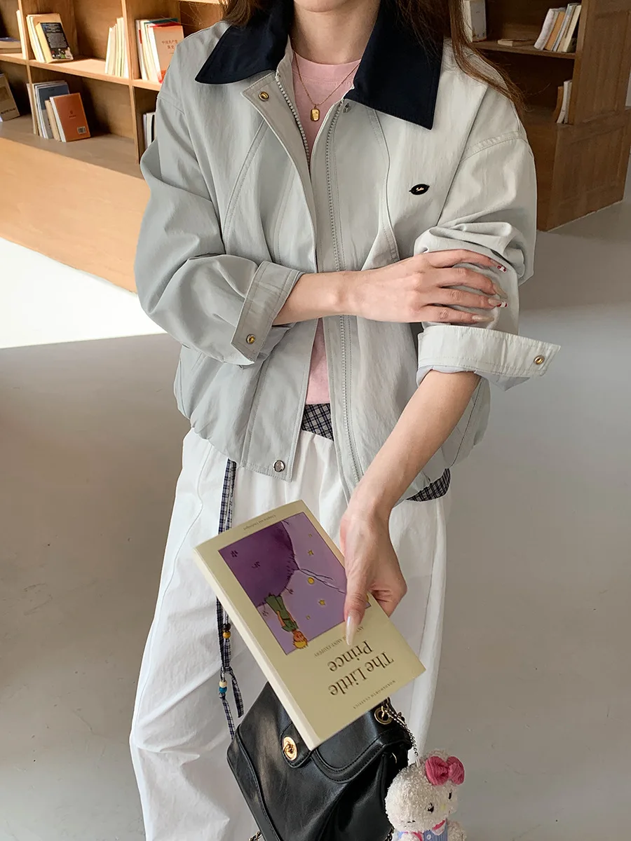 

2026 Spring Women Stand Collar Jacket Coat Fashion Loose Style Oversized Jacket Femme Casaco Abrigo Streetwear