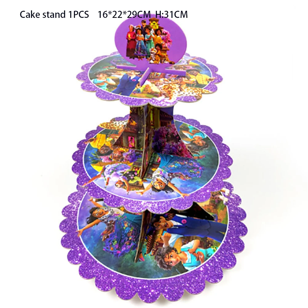 Disney Encanto Birthday Party Cake Stand 3 Tier Cupcake Holder 1set/lot Disposable Foldable Dessert Display Kids Party Supplies