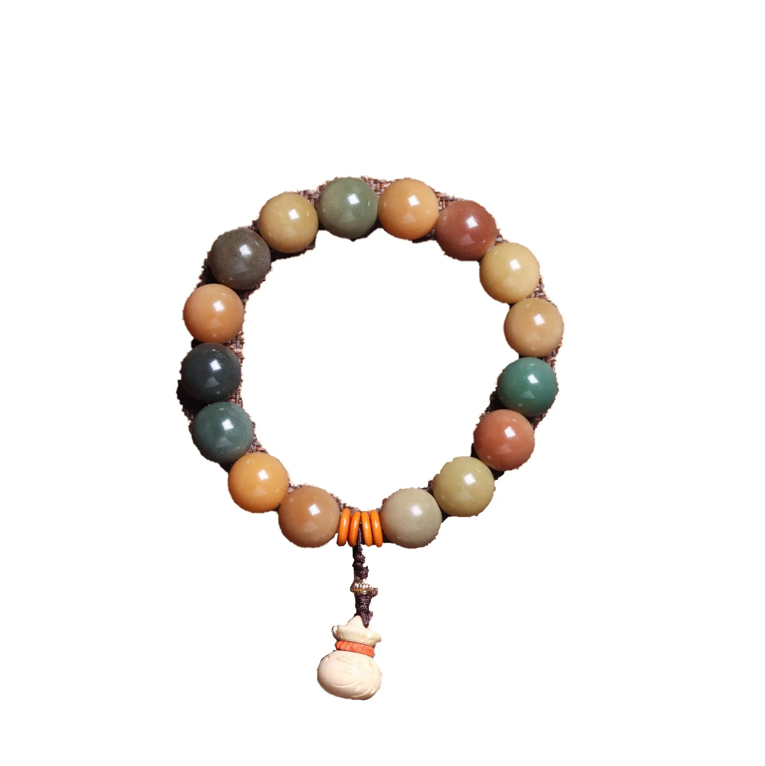 Natural Weathered Hainan White Jade Bodhi DIY Handheld Prayer Bead Flowering Multi Gem Gradient Jewelry Holiday Gift