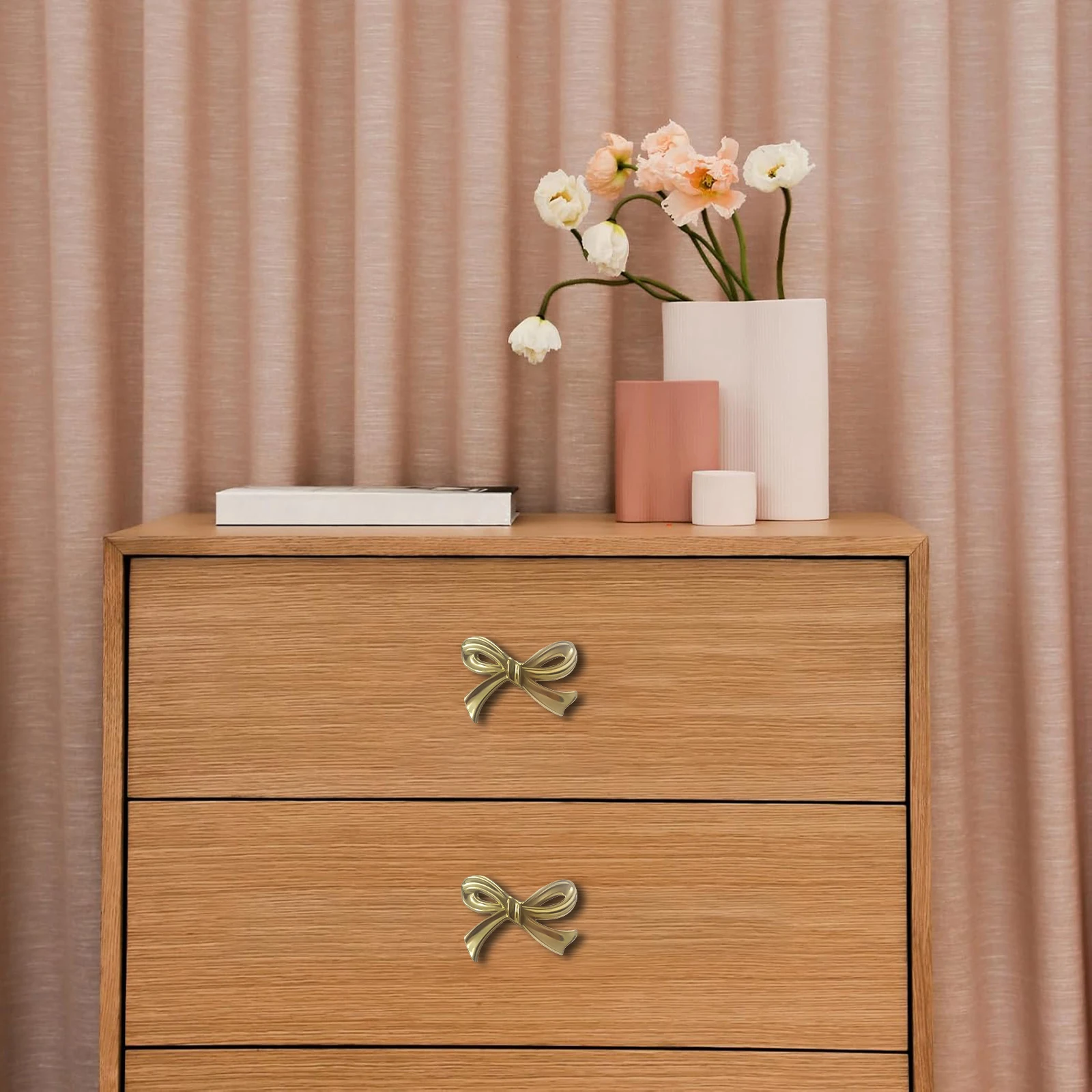 Bowknot Shape Gold Drawer Pulls Durable Gold Knobs Pull Cupboard Pull Handles for Dresser Wardrobe and Drawer Pulls