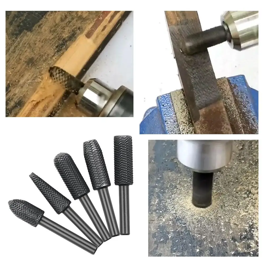 5-teiliges 6-mm-Schaft-Elektro-Rotationsfeilen-Set, texturierte Stahlfeilen zum Schleifen und Polieren von weichem Metall, Zubehör für Elektrowerkzeuge – Detail 5