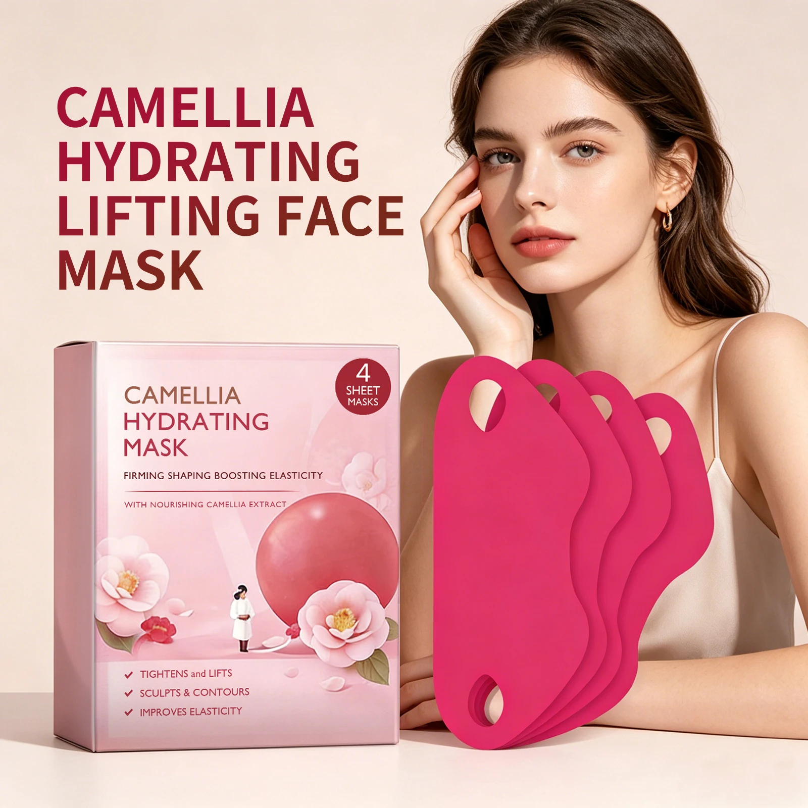 Mascarilla Facial Reafirmante, Reduce la Papada, Banda Adelgazante para la Cara, Mascarilla de Colágeno en Forma de V para Tensar la Piel, Herramienta Coreana para el Cuidado de la Piel