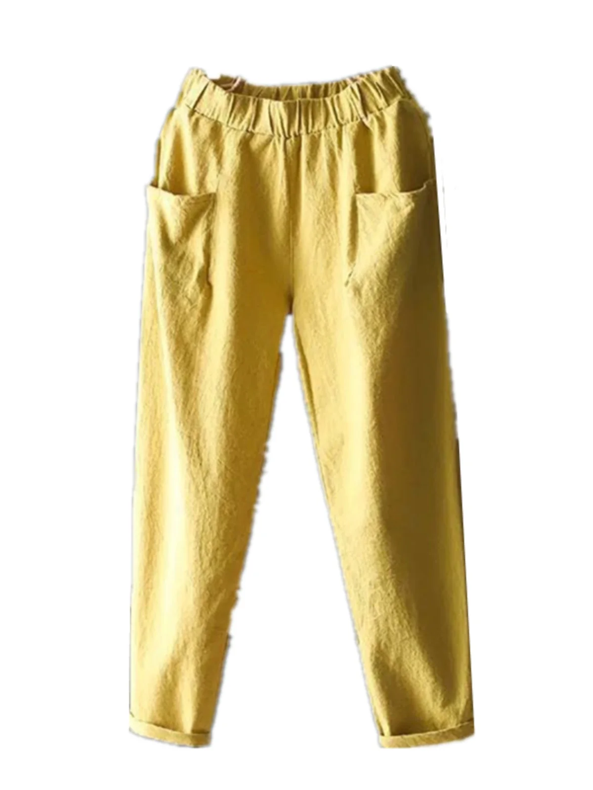 Pantaloni estivi a gamba dritta casual in lino di cotone sottile Capispalla larghi Pantaloni Harem Carota per mamma Donne di mezza età e ly
