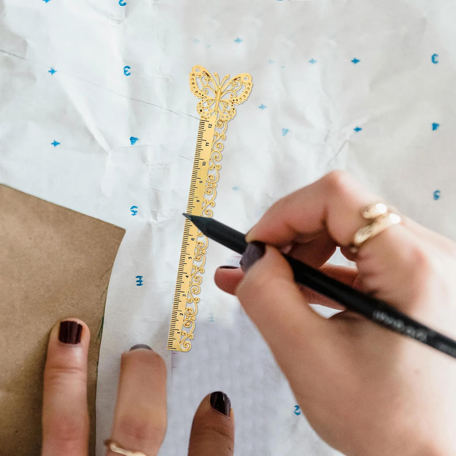 Metal Hollow Bookmark Ruler Alloy Precision Measuring Tool for Sewing Woodworking Drawing Studying Engineering Student