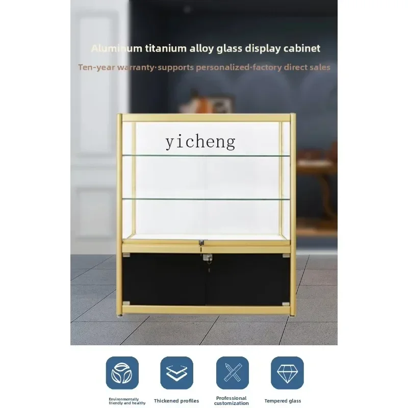 HYS Commercial Multi-layer Storage Rack Department Store Snacks Cake Food Glass Cabinet Shelf