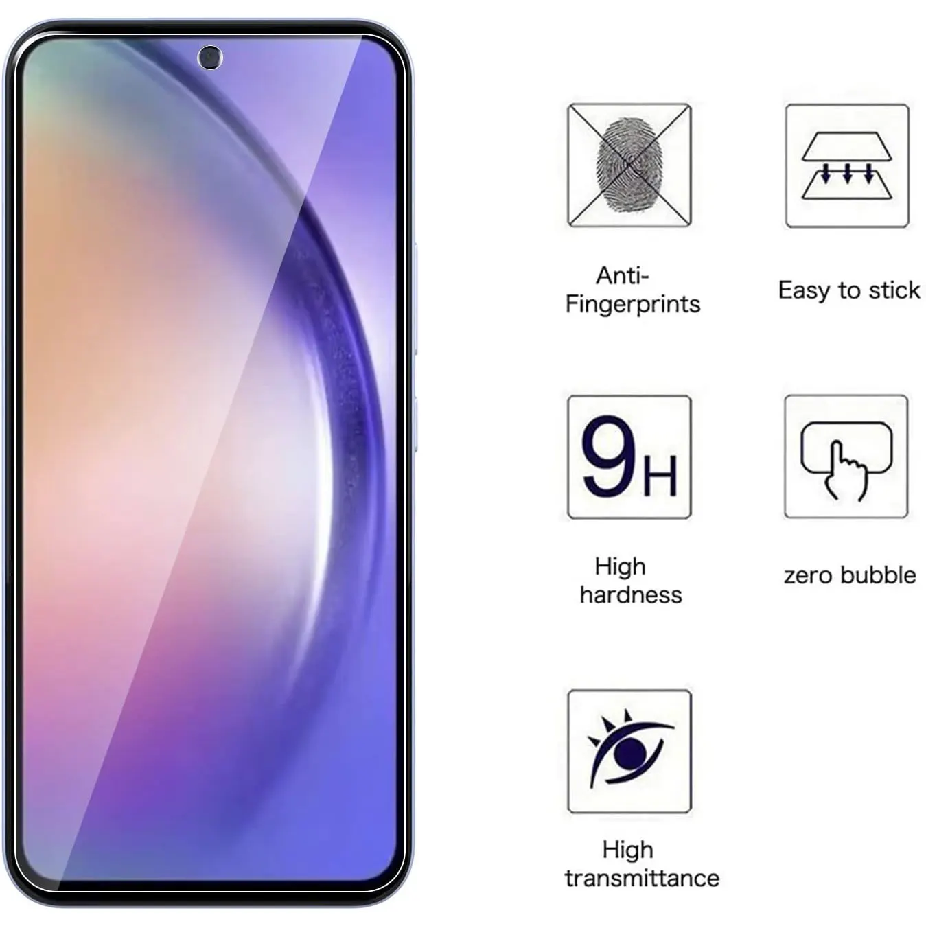 3PCS Screen Protectors for Samsung Galaxy A05 A15 4G A25 A35 A55 Samsung A04 A04E A14 5G A24 A34 A54 Full Cover Tempered Glass