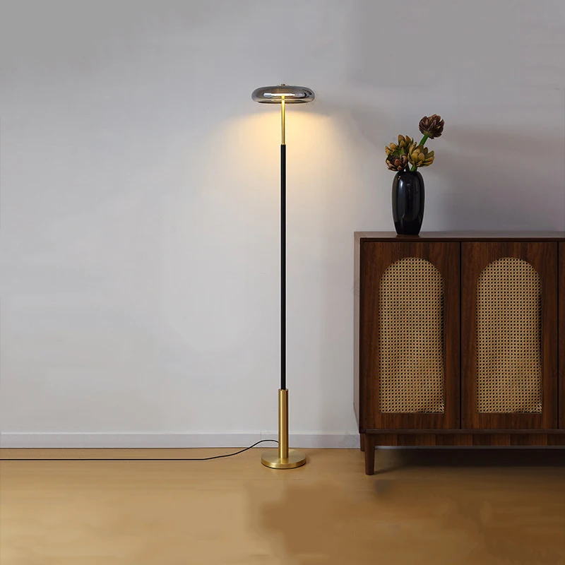 Modern minimalist LED floor lamp, living room, bedroom, study, Nordic Ins style creative remote control dimming vertical lamp