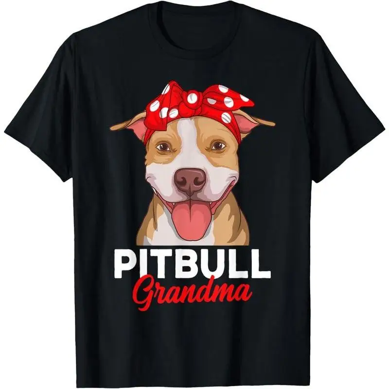 

Funny Pitbull Grandma T-Shirt Women Dog Lover Gift Cute Pitbull Mom Bandana Mama Tee Animal Lover Grandparent Apparel