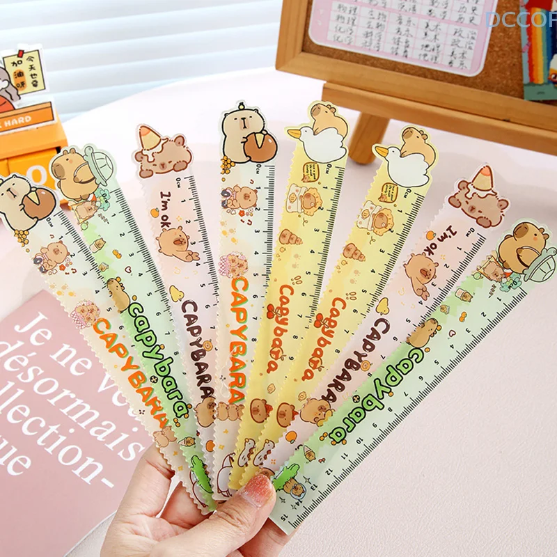 1Pcs Creative Cartoon Capybara Ruler Straight Ruler Wavy Lines Drawing Tools Student Stationery Office Supplies Gift