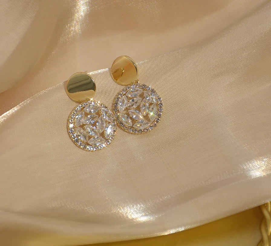 2022 new Simple design copper gold plated S925 silver needle Zircon Earrings for women Fashion Jewelry