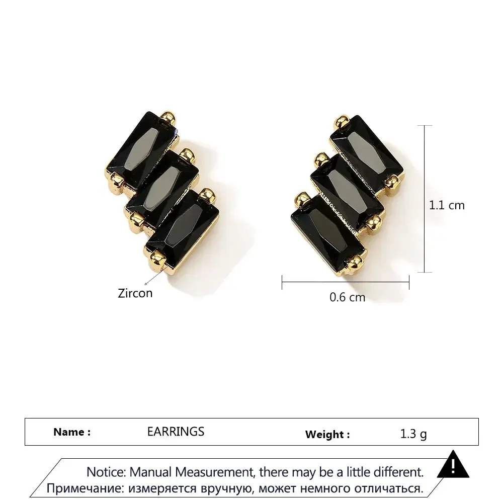 Trendy Geometric Cubic Zirconia Copper Stud Earrings For Women Metal Crystal Earring Party Wedding Daily Jewelry image 3