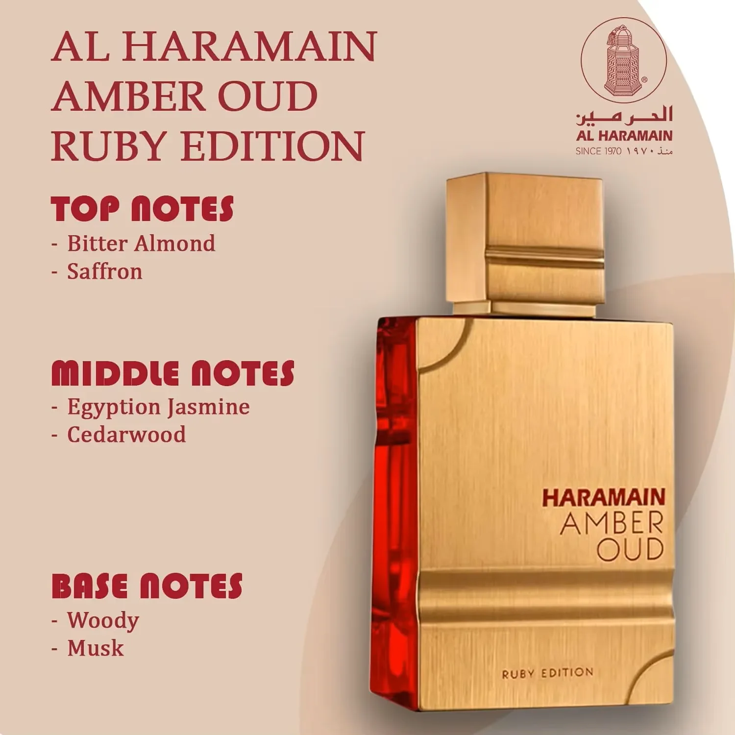 

Perfume Al Haramain Amber Oud Ruby Eau De Parfum 100ML Unisex, Rose & Oud, Long Lasting Luxury Spray
